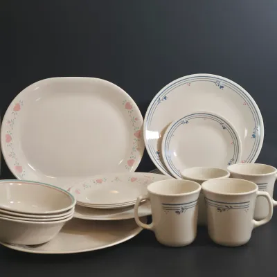 LOT 33: Vintage Corelle Tableware in "Forever Yours" and "Country Violets" Patterns