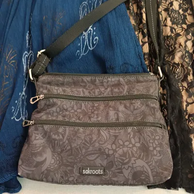 LOT 123: Sakroots Purse with Women's Dresses and Fashion Tops Sizes Large, 12 & 14