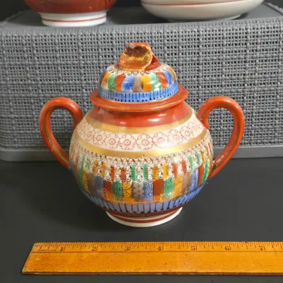 LOT 42: Vintage Blue and White Chinese Teapot and Japanese " Thousand Faces" Porcelain Tea Set