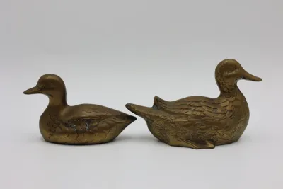 Pair of Vintage Korean Brass Duck Figurines