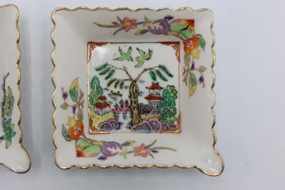 Japanese Kutani Porcelain Square Trinket Dishes