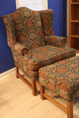 Bassett Upholstered Wingback Chair with Matching Ottoman