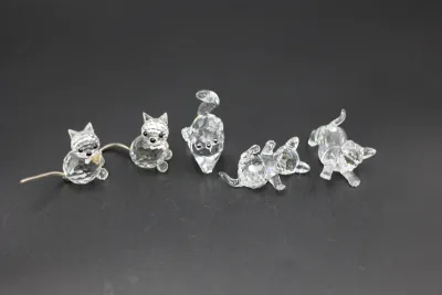 Swarovski Crystal Cat & Kitten Figurines - Lot of 5