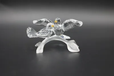 Swarovski Crystal Turtledoves on Frosted Branch