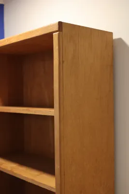 Tall Natural Wood Bookcase with Adjustable Shelves
