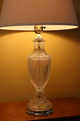 Elegant Cut Glass Urn Table Lamp with Shade