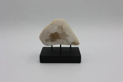 Natural Quartz Geode on Black Display Stand