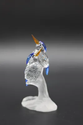 Swarovski Crystal Malachite Kingfishers on Frosted Branch