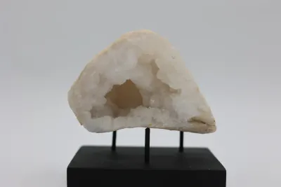Natural Quartz Geode on Black Display Stand