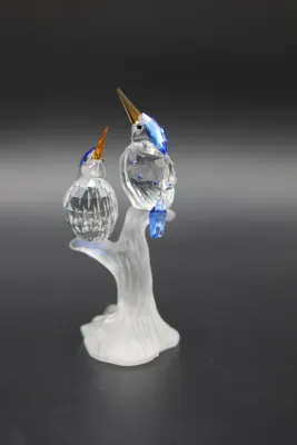 Swarovski Crystal Malachite Kingfishers on Frosted Branch