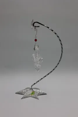 Waterford Crystal Fleur-de-Lis Ornament with Waterford Star Display Stand