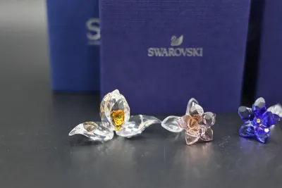 Swarovski Crystal Flower Figurines with Boxes - Lot of 6