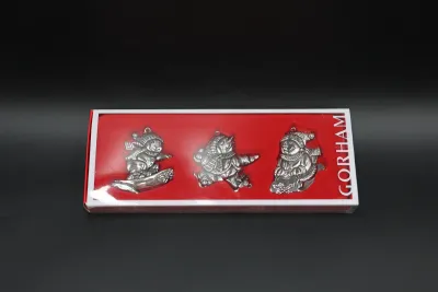 Gorham Nickel-Plated Snowmen Christmas Ornaments – Set of 3 with Box
