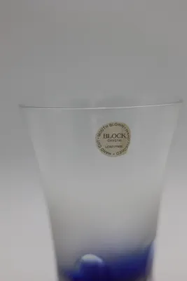 BLOCK Crystal Vase with Cobalt Blue Accent