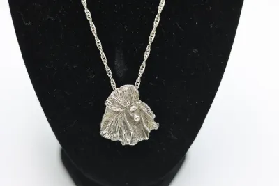 Sterling Silver Poodle Dog Pendant Necklace with 925 Italy Chain