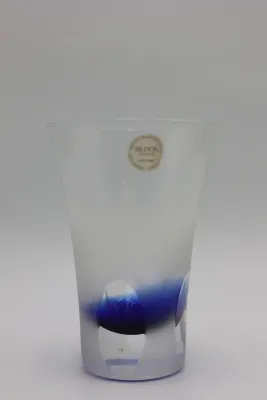 BLOCK Crystal Vase with Cobalt Blue Accent