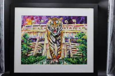 Becky Fos LSU Mike the Tiger & Tiger Stadium Framed Print
