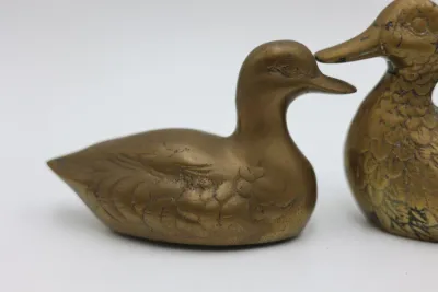 Pair of Vintage Korean Brass Duck Figurines