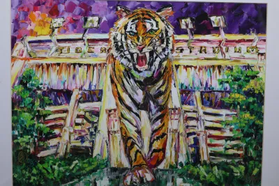 Becky Fos LSU Mike the Tiger & Tiger Stadium Framed Print