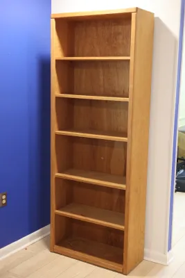 Tall Natural Wood Bookcase with Adjustable Shelves