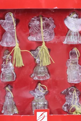 Gorham Crystal Christmas Ornaments – Set of 9 with Original Box