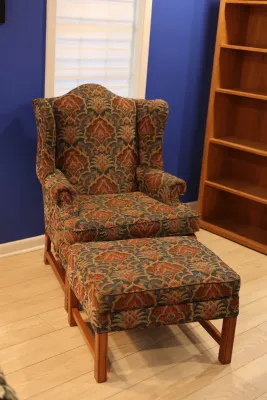 Bassett Upholstered Wingback Chair with Matching Ottoman