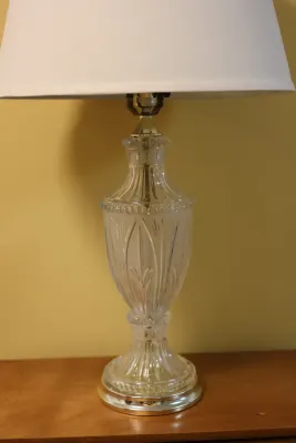 Elegant Cut Glass Urn Table Lamp with Shade