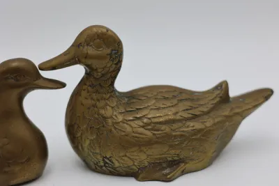 Pair of Vintage Korean Brass Duck Figurines