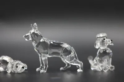 Swarovski Crystal Dog Figurines – German Shepherd, Poodle & Puppy