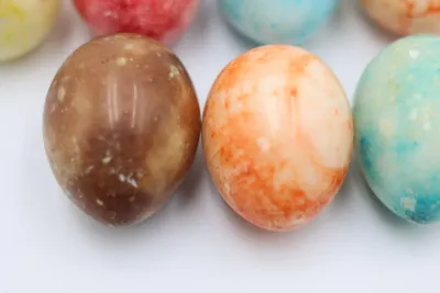 Polished Natural Stone Decorative Eggs – Lot of 8
