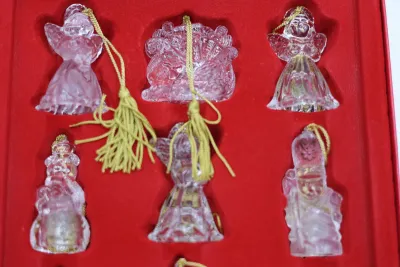 Gorham Crystal Christmas Ornaments – Set of 9 with Original Box