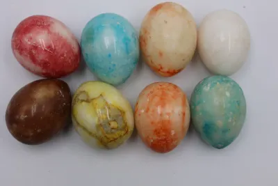 Polished Natural Stone Decorative Eggs – Lot of 8
