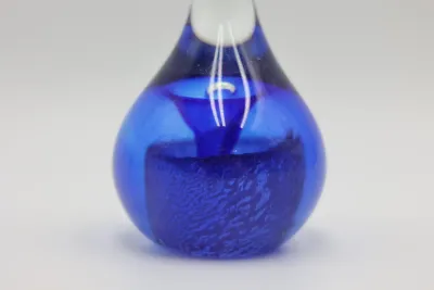 Hand-Blown Cobalt Blue & Clear Art Glass Teardrop Sculpture
