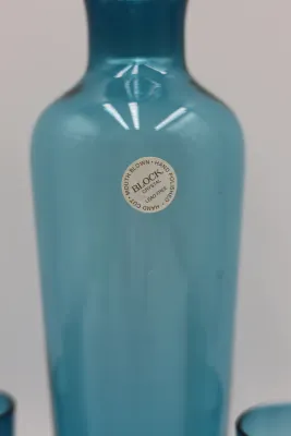 Block Crystal Blue Decanter & 6 Cordial Glasses
