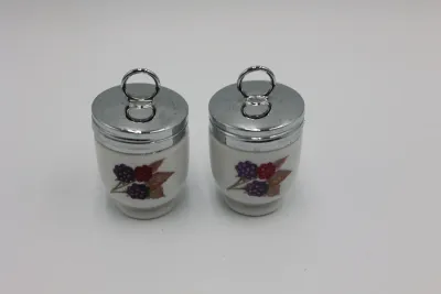 Pair of Royal Worcester Evesham Porcelain Egg Coddlers