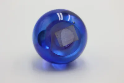 Hand-Blown Cobalt Blue & Clear Art Glass Teardrop Sculpture