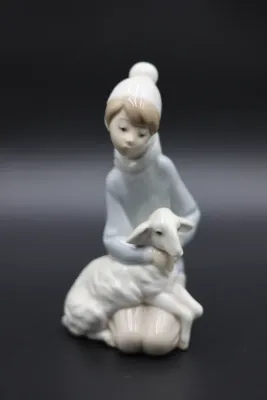 Lladró Shepherd Boy with Lamb Porcelain Figurine