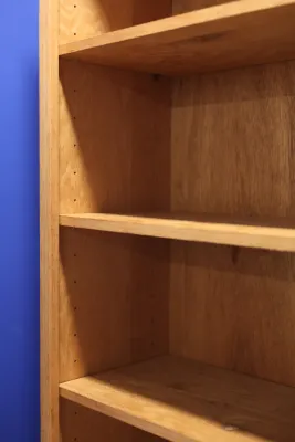 Tall Natural Wood Bookcase with Adjustable Shelves