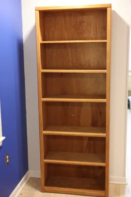 Tall Natural Wood Bookcase with Adjustable Shelves