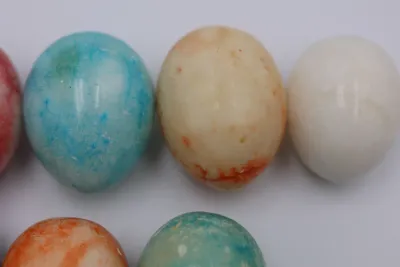 Polished Natural Stone Decorative Eggs – Lot of 8