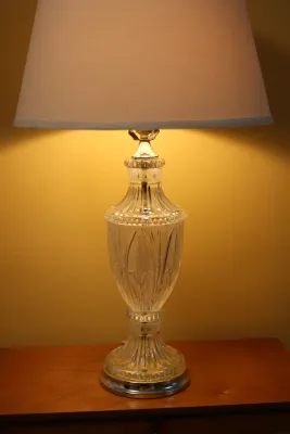 Elegant Cut Glass Urn Table Lamp with Shade