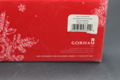 Gorham Nickel-Plated Snowmen Christmas Ornaments – Set of 3 with Box