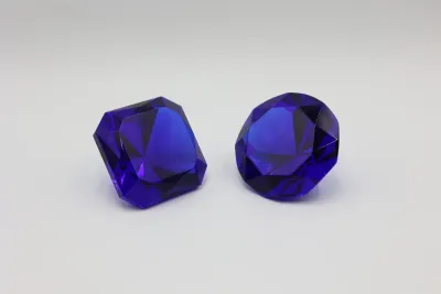 Oleg Cassini Signed Cobalt Blue Crystal Paperweights