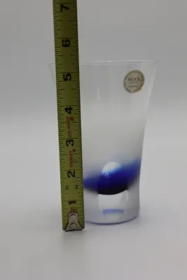 BLOCK Crystal Vase with Cobalt Blue Accent