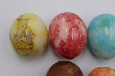Polished Natural Stone Decorative Eggs – Lot of 8