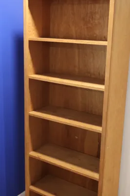 Tall Natural Wood Bookcase with Adjustable Shelves