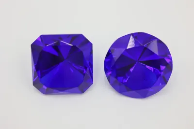 Oleg Cassini Signed Cobalt Blue Crystal Paperweights