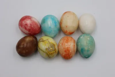 Polished Natural Stone Decorative Eggs – Lot of 8