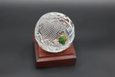 Waterford Crystal World Globe Paperweight on Wood Base