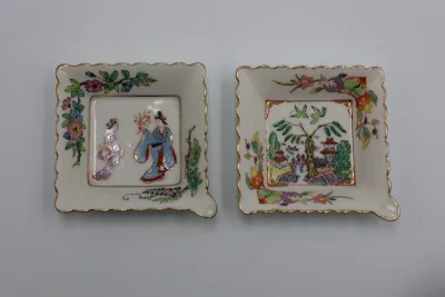 Japanese Kutani Porcelain Square Trinket Dishes